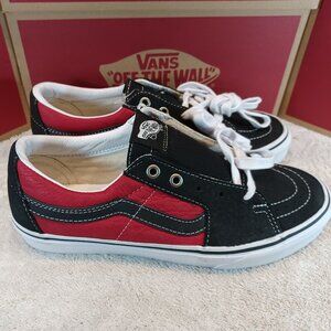 Vans Men's 7.5/Women's 9 Sk8-Low Red Leather Black/Chili Pepper VN0A4UUK2S1